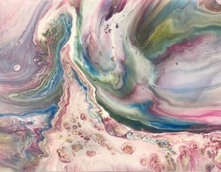 'Flamingo In The Wedding Dress' - Acrylic Marble Pour - 70 x 100